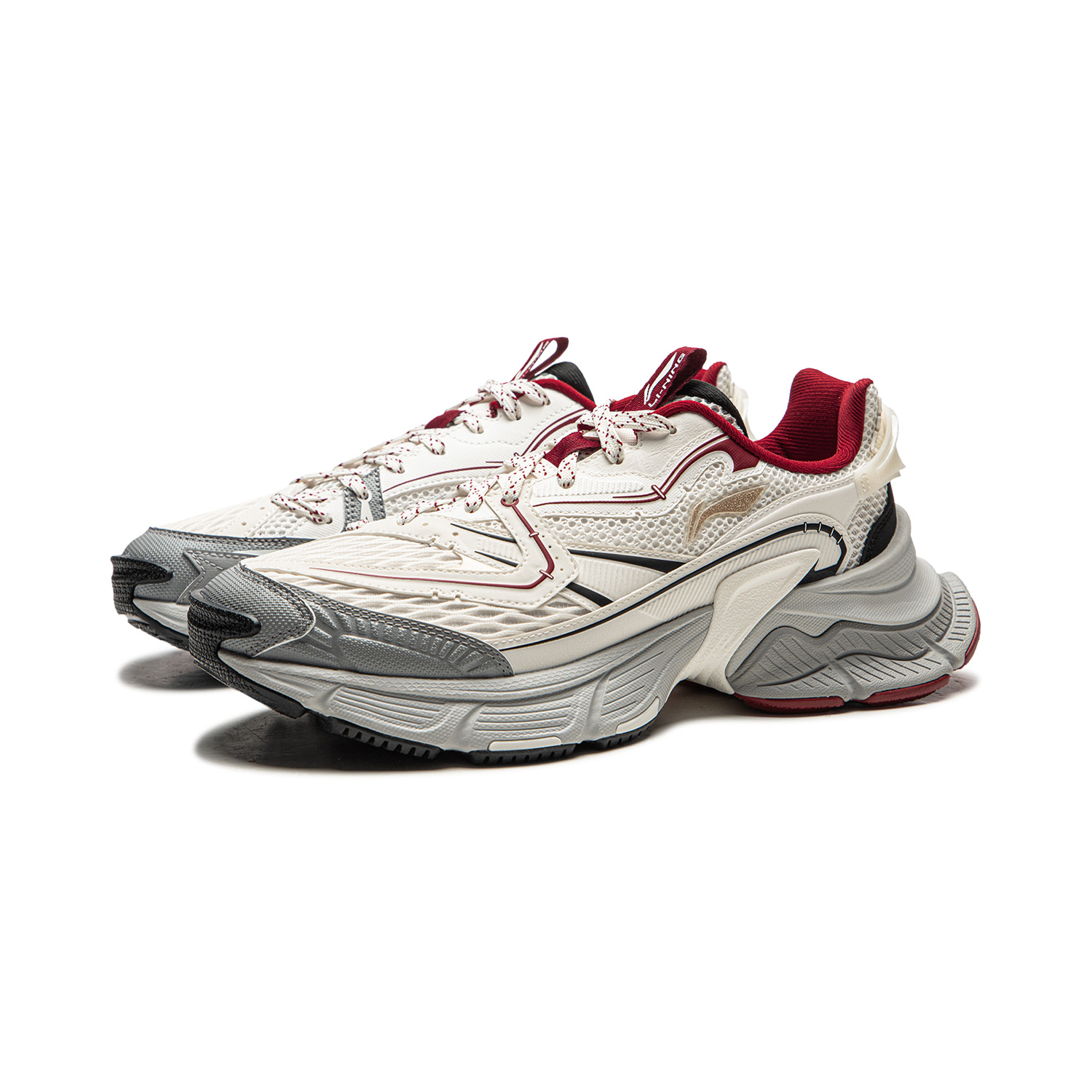 Li-Ning Li Ning Xingji амортизирующие устойчивые к истиранию дышащие низкие массивные кроссовки мужские бело-серые — фото 4