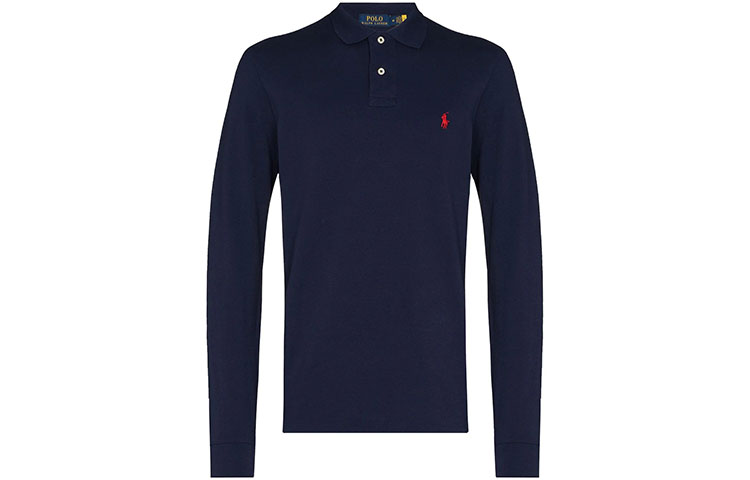 Поло с длинными рукавами All Fits Mesh Polo Ralph Lauren, синий — фото 3