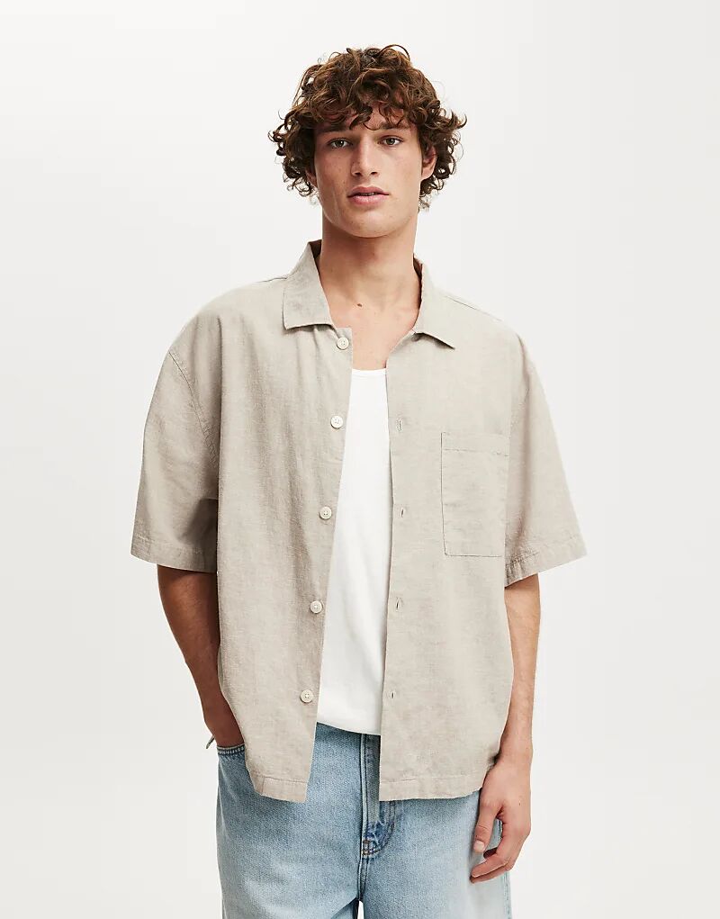 

Рубашка с короткими рукавами из льняной смеси Cotton On Eli с текстурированной овсяной текстурой Cotton On