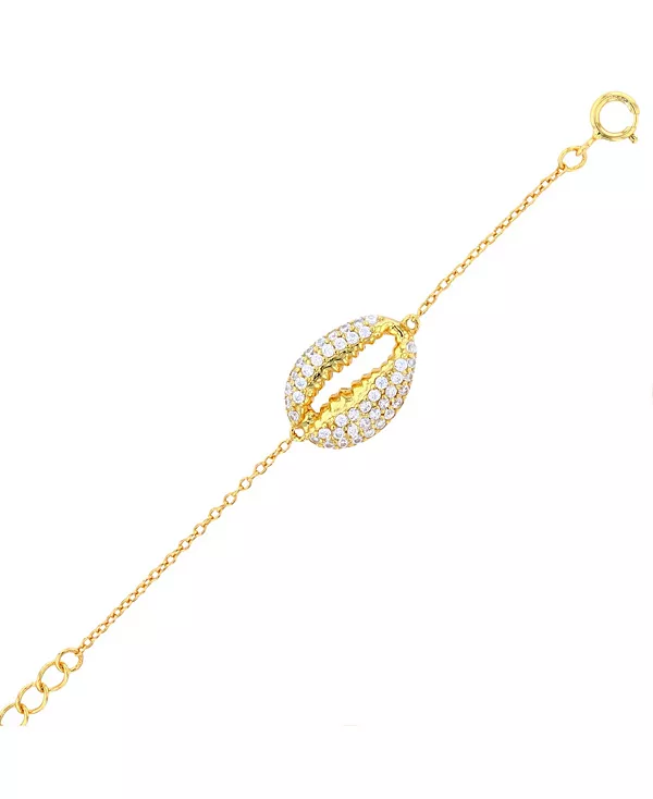 

Браслет из ракушек с микропаве из кубических цирконий из стерлингового серебра (также из 14-каратного золота поверх серебра) Macy'S, yellow