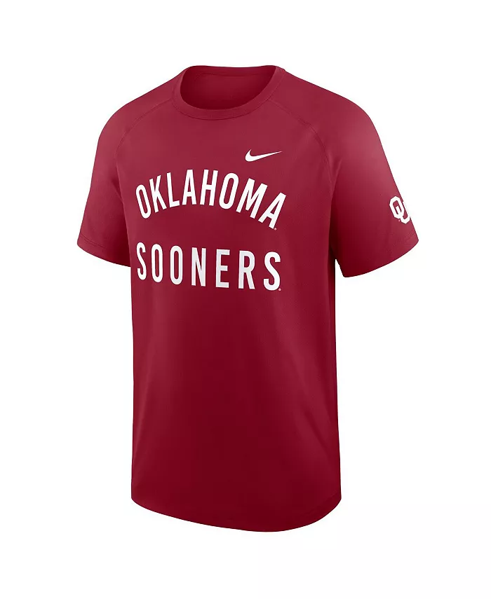 Мужская футболка премиум-класса Oklahoma Sooners Ready Raglan цвета малинового Nike — фото 3