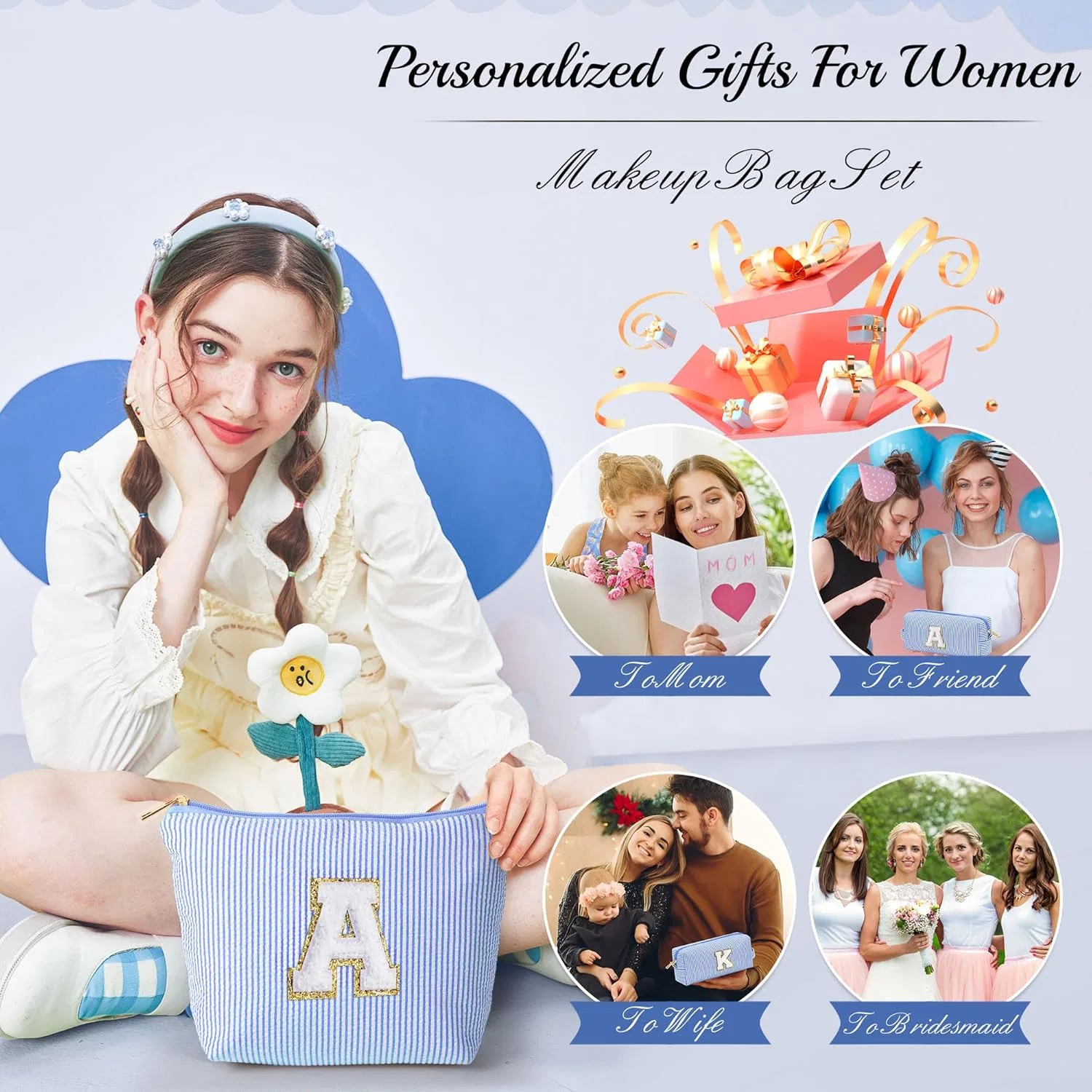 Набор дорожных косметичек с буквой «L» от Parima Gifts Parima, Blue — фото 3