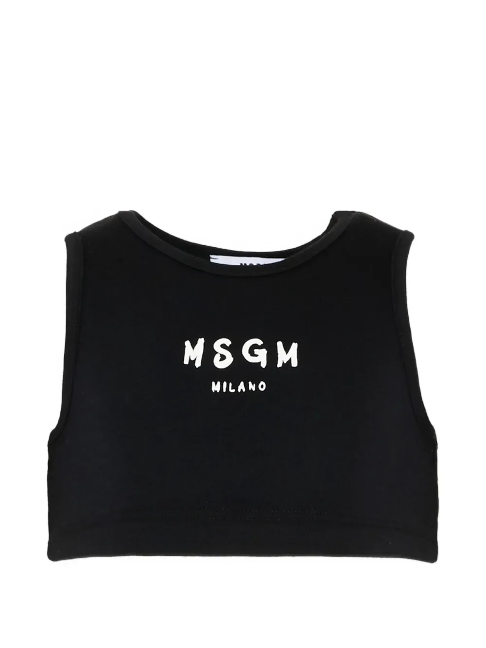Укороченная майка без рукавов с логотипом MSGM Kids, черный