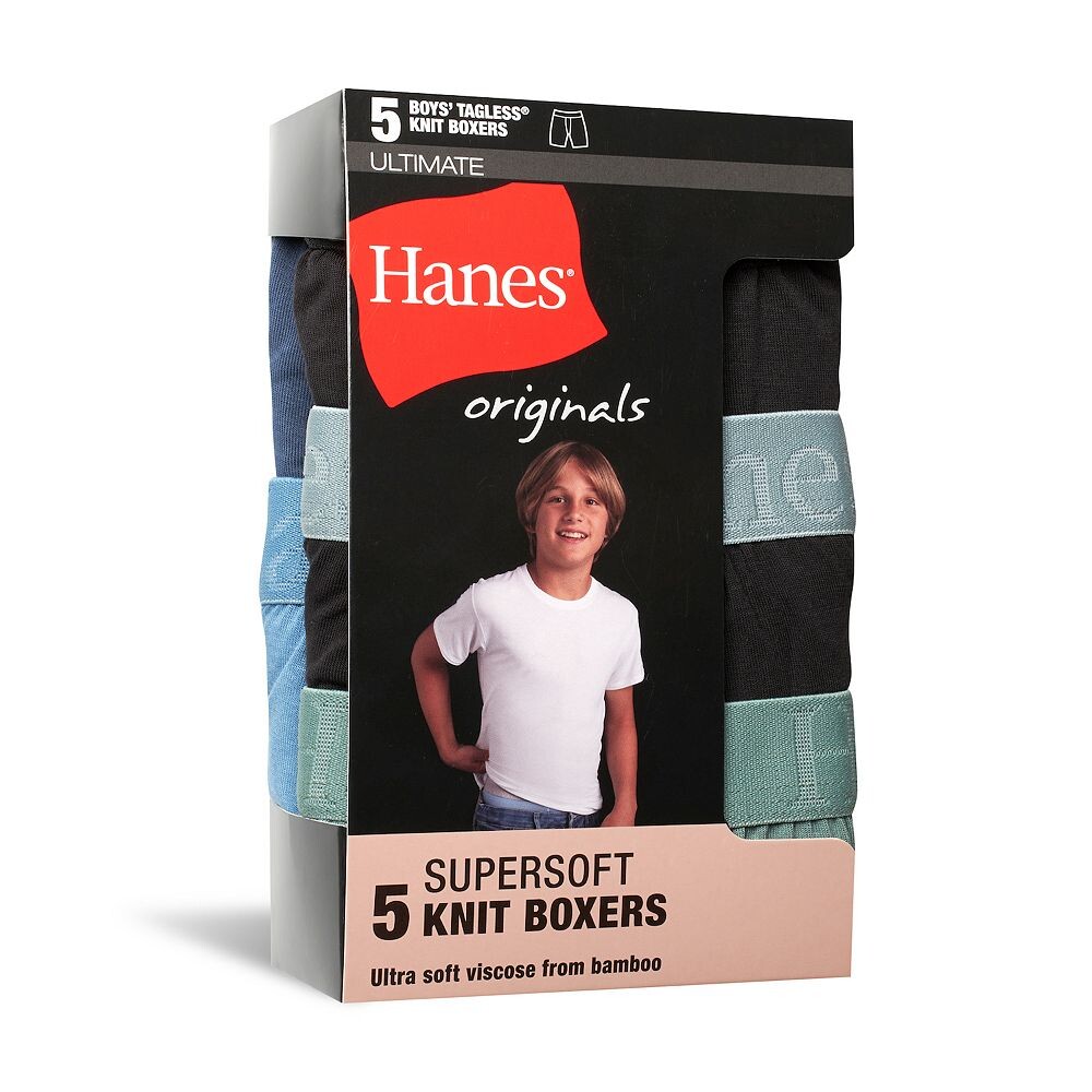 Набор из 5 комплектов нижнего белья Hanes Originals Ultimate Superмягкого трикотажа для мальчиков от 4 до 20 лет, мультиколор — фото 2