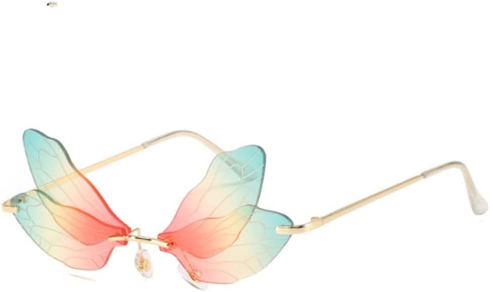 

Солнцезащитные очки MUTYNE в винтажном стиле с крыльями стрекозы, модные без оправы, женские, с прозрачными линзами, мужские, розовые, с защитой от УФ-излучения UV400, 08