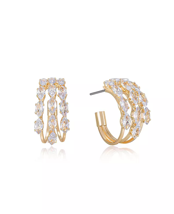 

Женские серьги-кольца Huggie из 18-каратного золота с кристаллами Ettika, gold