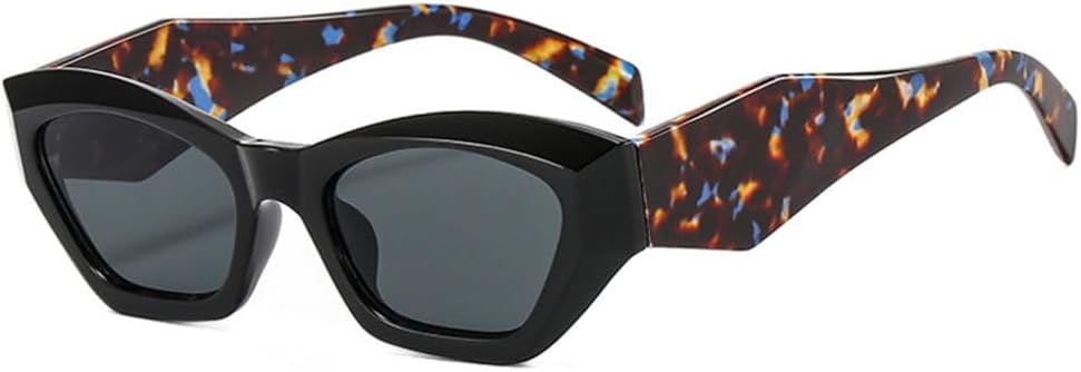 

Модные солнцезащитные очки неправильной формы «кошачий глаз» для женщин, винтажные, розово-фиолетовые, с защитой от УФ-излучения UV400, для мужчин LVTFCO, Black Pattern Gray