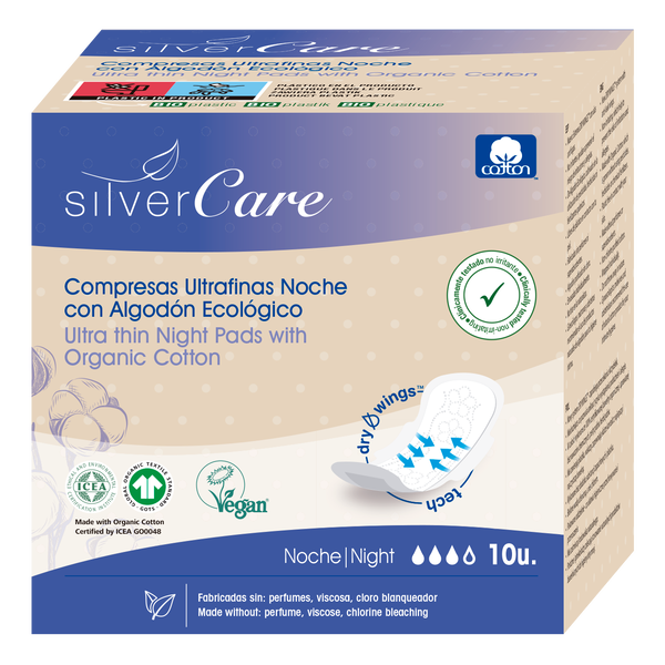 

Ватные ночные прокладки, 10 шт./1 упаковка. Silvercare