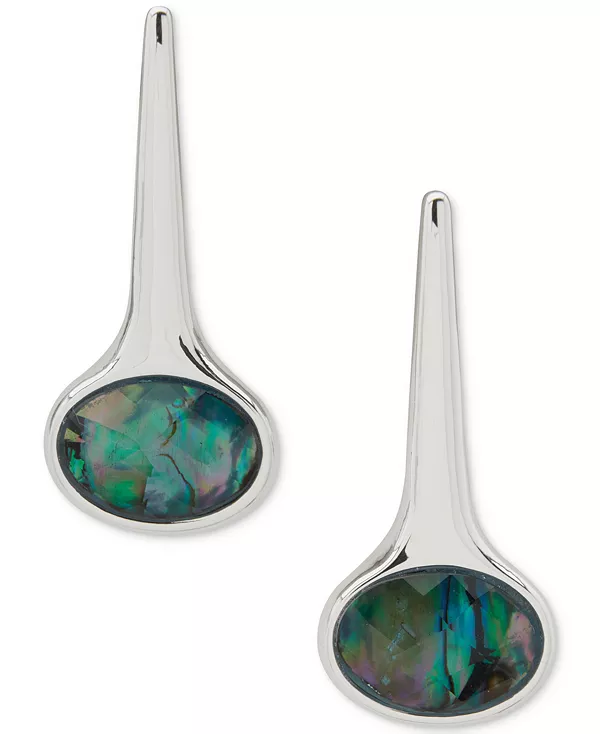 

Серьги-Гвоздики с линейным креплением из серебристого абалонового камня Anne Klein, blue