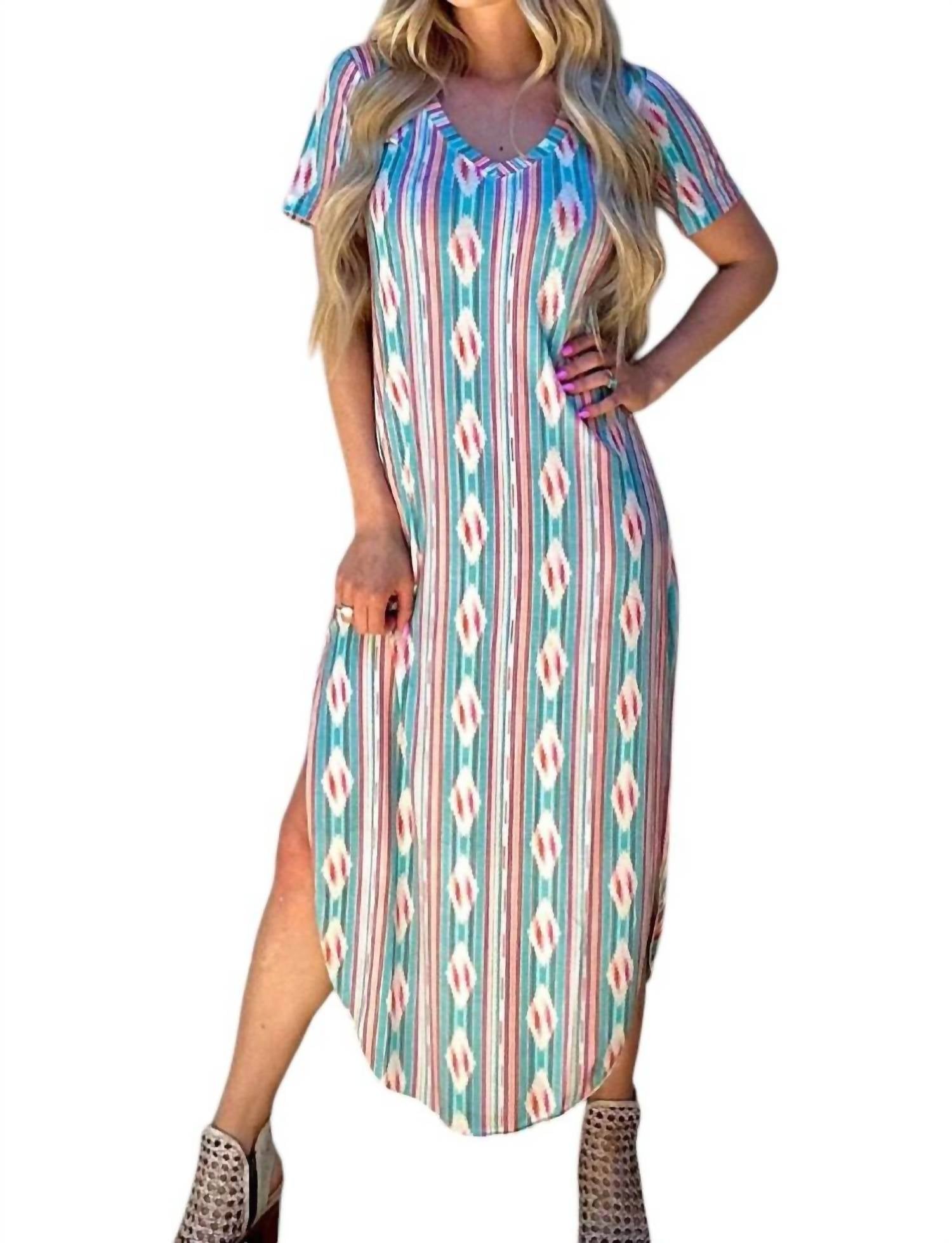 

Платье макси Momma Mia в синем ацтекском стиле Sterling Kreek