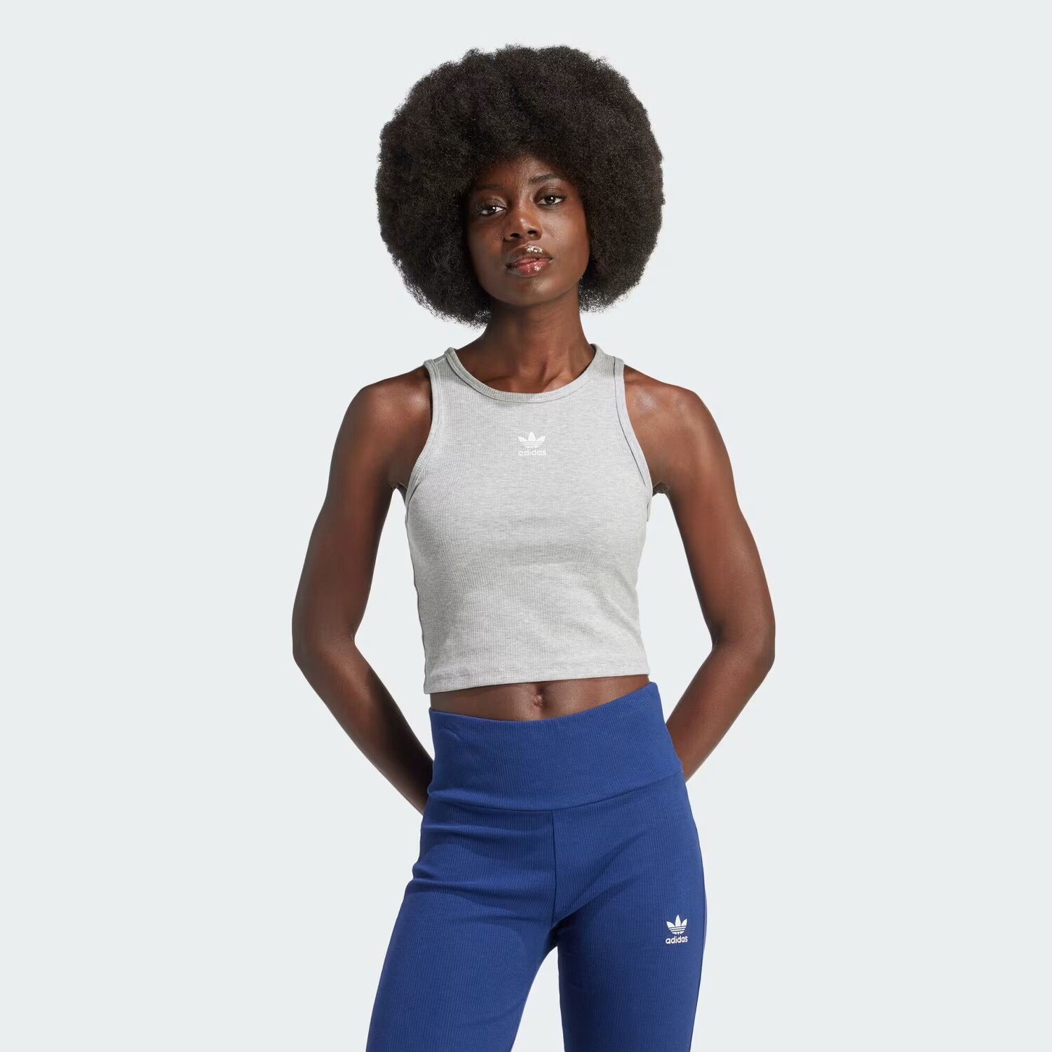 

Майка Essentials в рубчик Adidas, цвет Medium Grey Heather