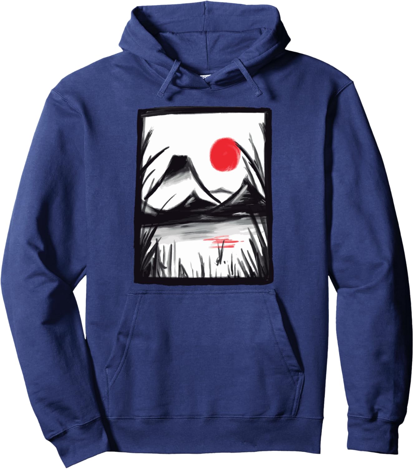 

Худи в традиционном японском стиле «Дзен-пейзаж», синий Japanese Art Print Apparel And Accessories