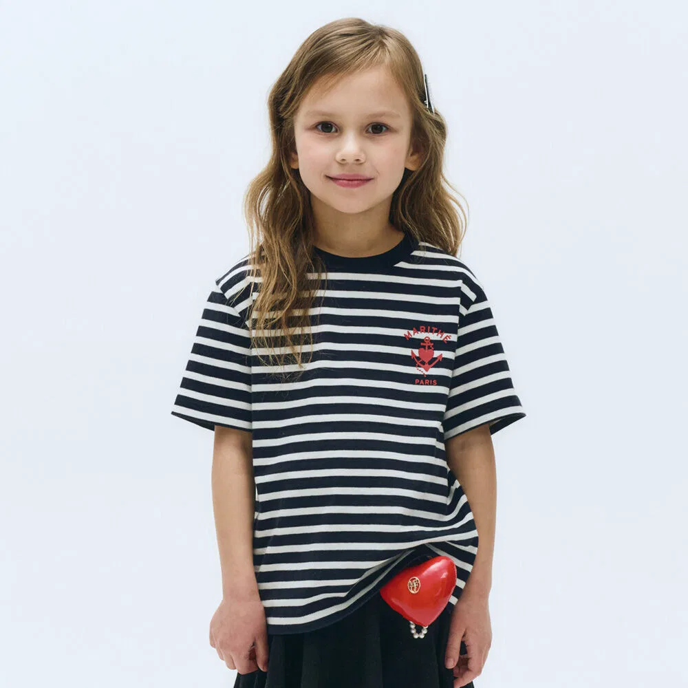 Детская футболка в полоску с коротким рукавом Marithé Kids синяя от Marithé Kids