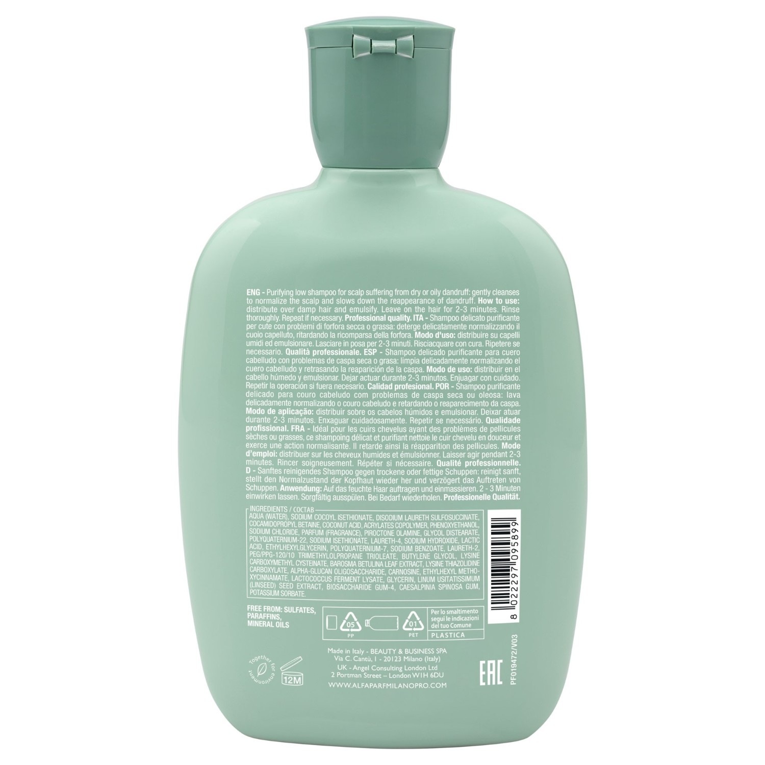 Шампунь semi di lino scalp rebalance purifying low Alfaparf Milano, объем 250 мл — фото 2