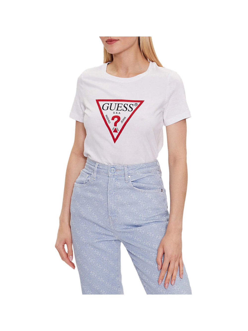 

Белая женская футболка Guess