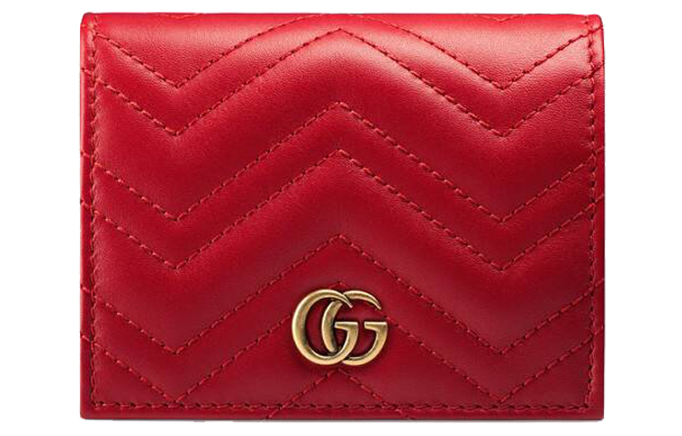 

GG Marmont Стеганый Кожаный Картхолдер, Кошелек Женский Красный GUCCI