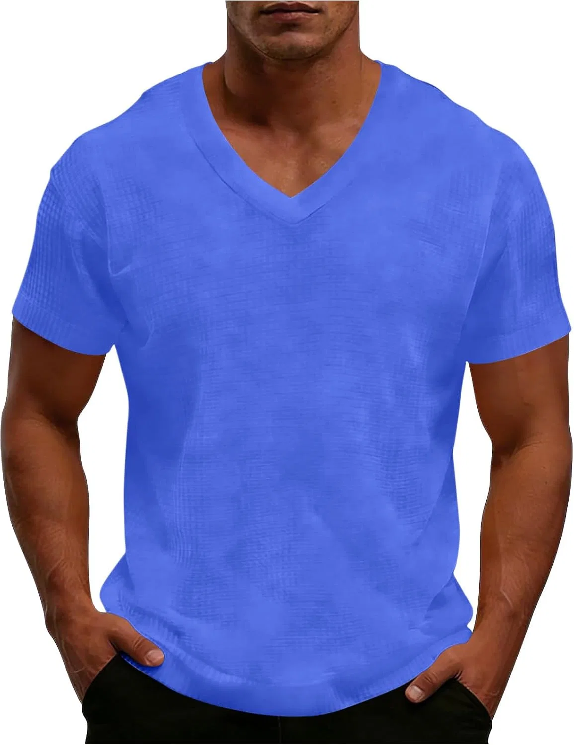 Футболка с V-образным вырезом, Polyester Blend, Generic, Blue#01