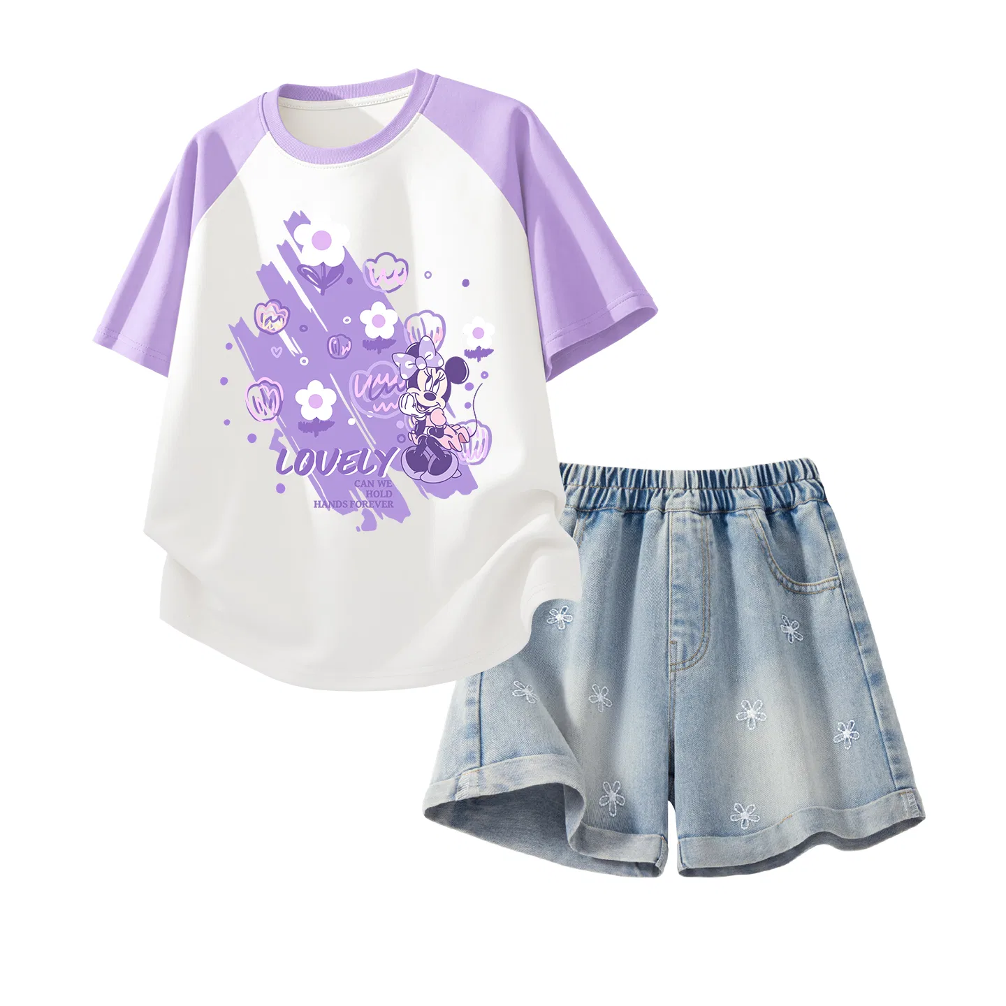 Детский спортивный костюм Disney Kids Casual Sportswear с круглым вырезом, фиолетовый/белый