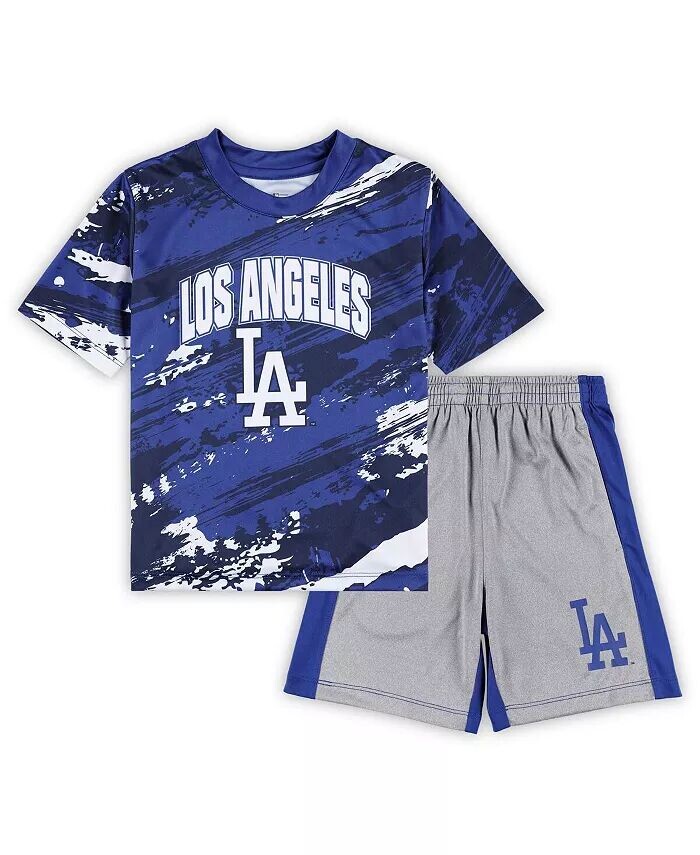 

Футболка и шорты для мальчиков и девочек Royal, Heather Gray Los Angeles Dodgers Stealing Homebase 2.0 Outerstuff