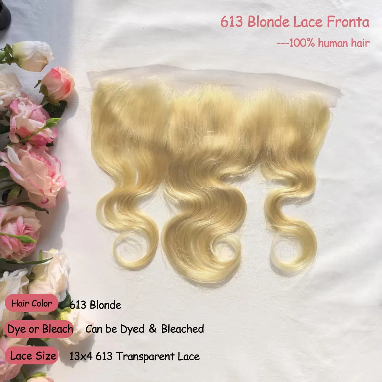 Блондинистый фронтальный парик 613 13x4 из бразильских волос ‎Arenshxc, 613 Blonde Closure 13X4 Body Wave — фото 2
