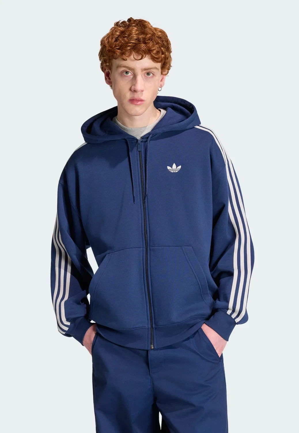 Толстовка на молнии Adidas Originals Adicolor в темно-синем цвете — фото 2