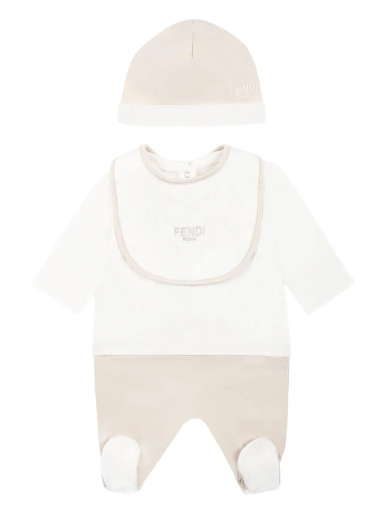 

Детский комплект с вышитым логотипом (три предмета) Fendi Kids, нейтральный