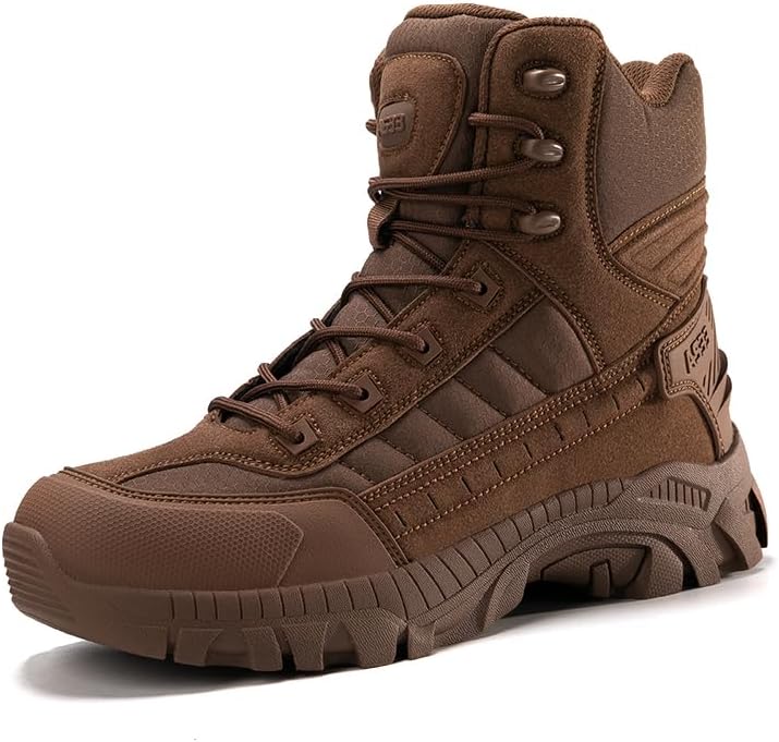 

Мужские военные тактические ботинки 20 см Легкие безопасные ботинки с боковой молнией Джунгли ботинки Ботинки для боя Пустынные ботинки Ботинки для походов Senlongbao, коричневый