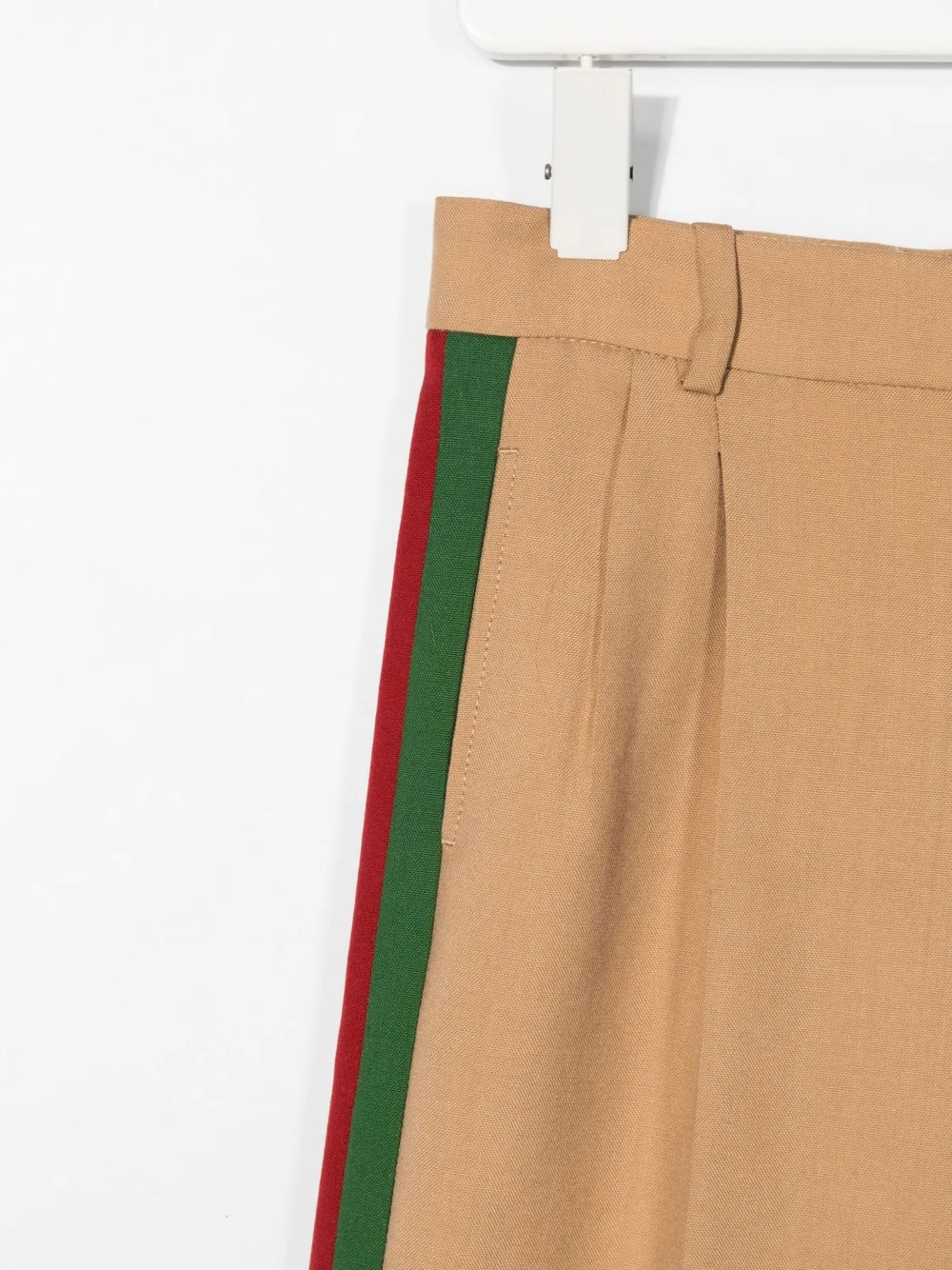 Брюки строгого кроя со складками Gucci Kids, коричневый — фото 3