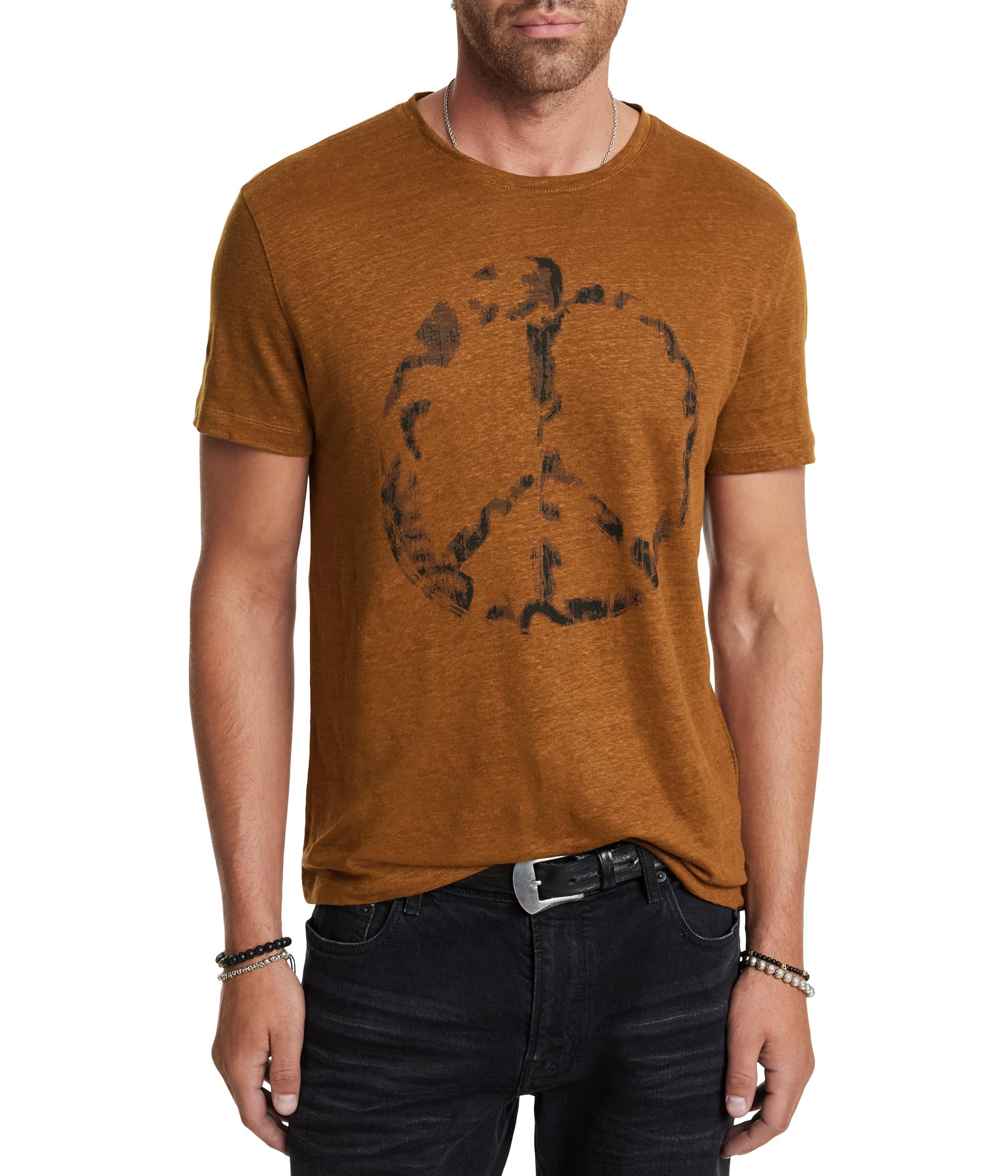 

Футболка John Varvatos Spray Peace Tee, цвет Sienna Brown