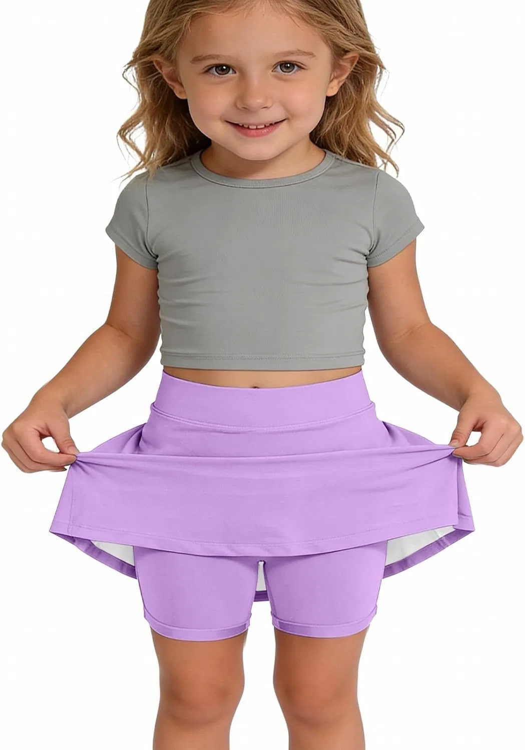 Юбка-шорты для девочек Athletic Skort с воланами AIMAOMI, 1-purple — фото 2