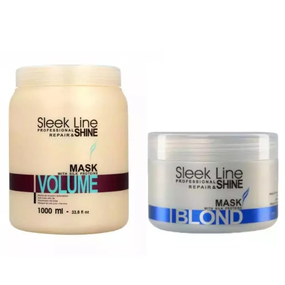 Набор масок для осветленных волос Stapiz Sleek Line Q10 Mask Blonde Blue и Sleek Line Volume Mask Generisch