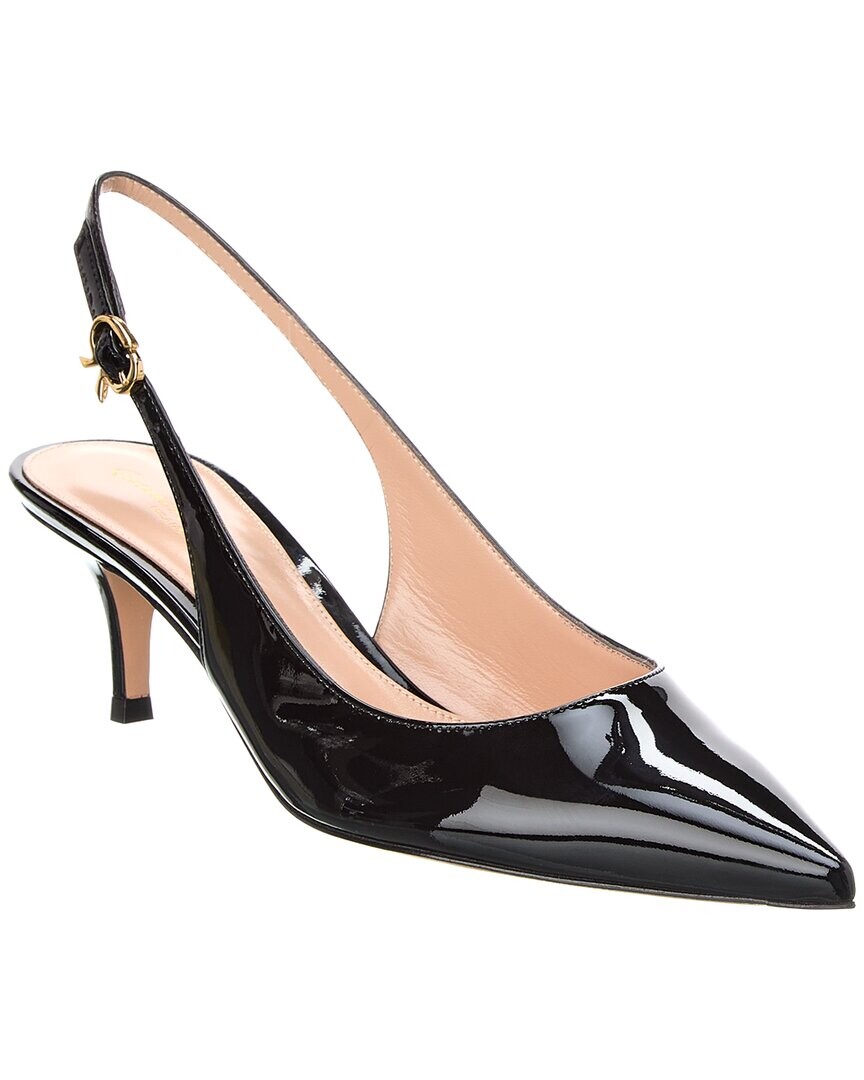 Патентованные туфли Gianvito Rossi Ribbon Sling 55 с ремешком на пятке, черный