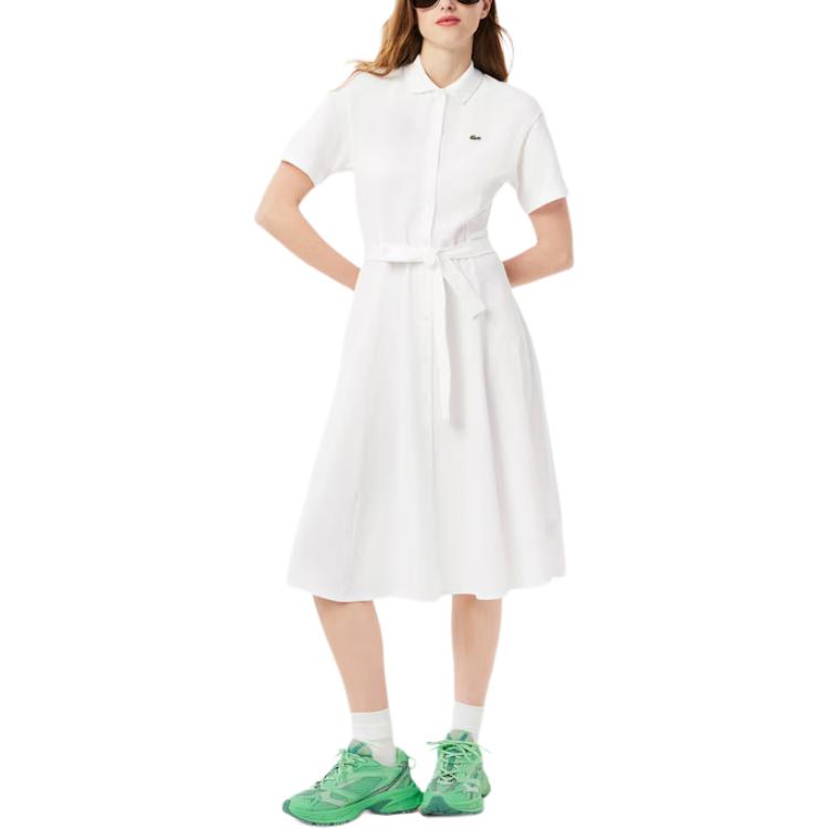 Платье-поло LACOSTE с расклешенным подолом, темно-синий — фото 4