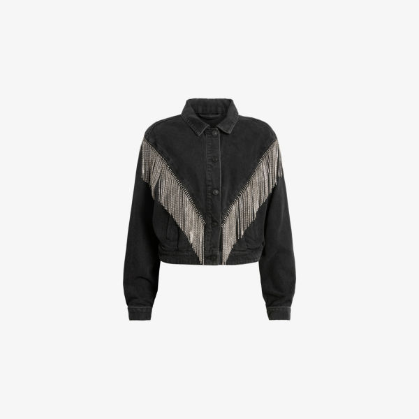 

Куртка джинсовая Allsaints Marlene с декоративными кистями, черный