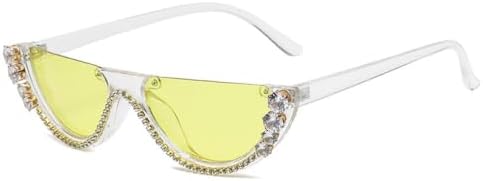 

Женские солнцезащитные очки с бриллиантами, модные солнцезащитные очки в полуободковой оправе, женские солнцезащитные очки со стразами, защита от ультрафиолета UV400 MTZJH, Clear-yellow