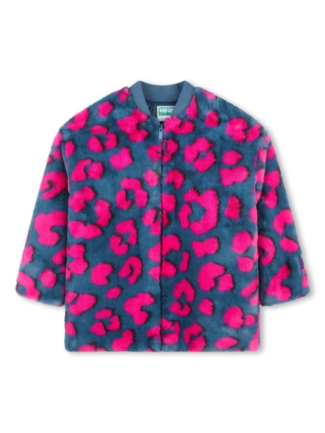 

Kenzo Kids пальто из искусственного меха с анималистичным узором, синий