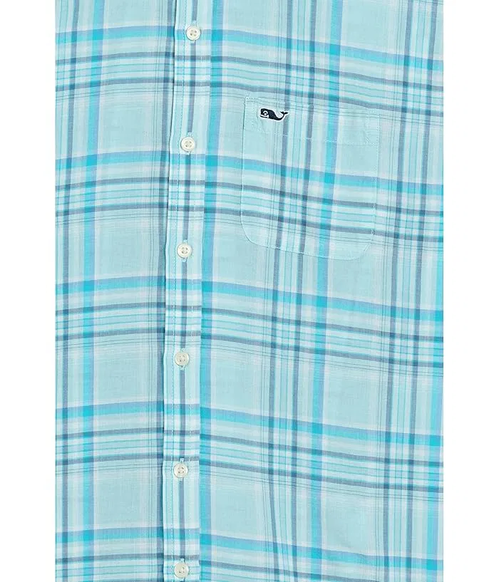 Рубашка с коротким рукавом Bungalow Plaid Vineyard Vines Kids, Shallow Sea — фото 3