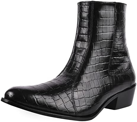 

Мужские высокие ботинки LIBERTYZENO из кожи с однотонным и змеиным принтом, ретро-стиль, для взрослых, к Рождеству, черный