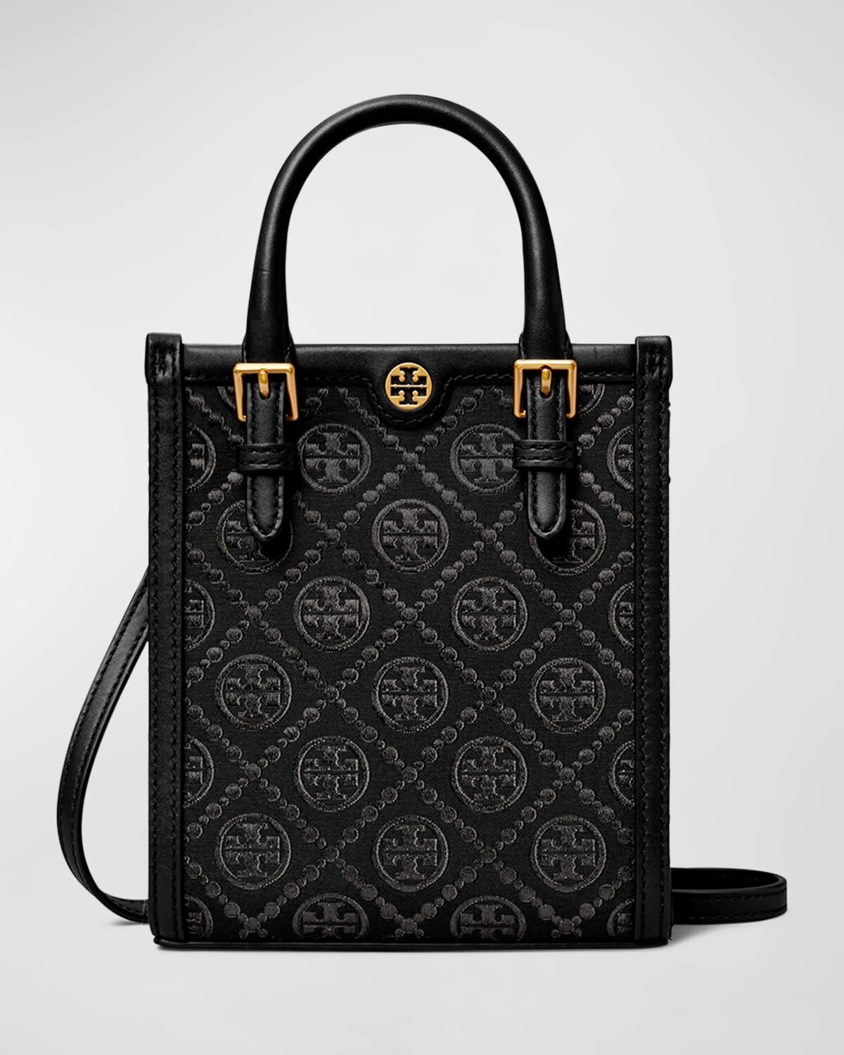 

Сумка-тоут Mini T из ткани с монограммой Tory Burch, цвет Black