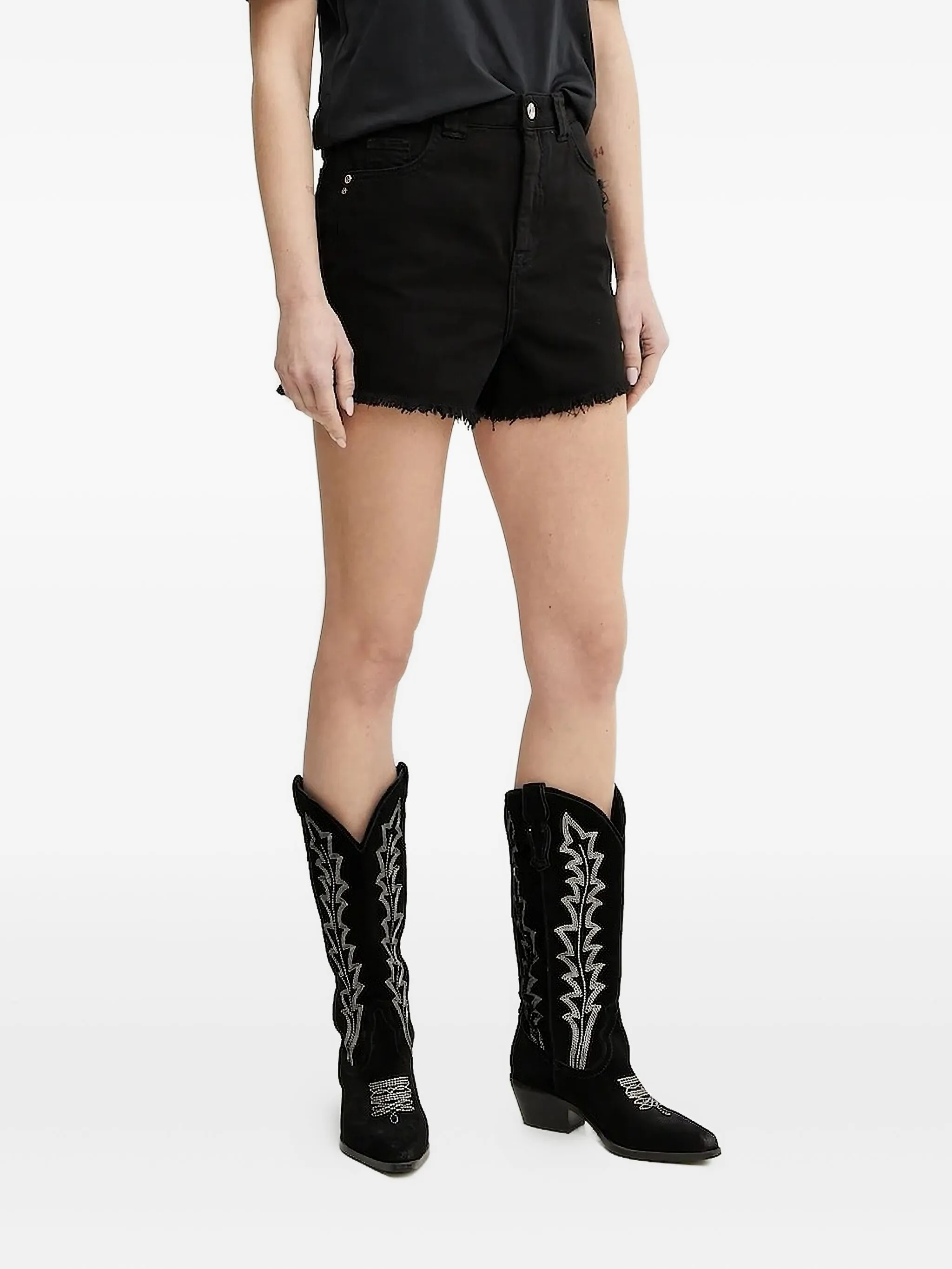 

Шорты с вышитым логотипом и бахромой Patrizia Pepe, черный