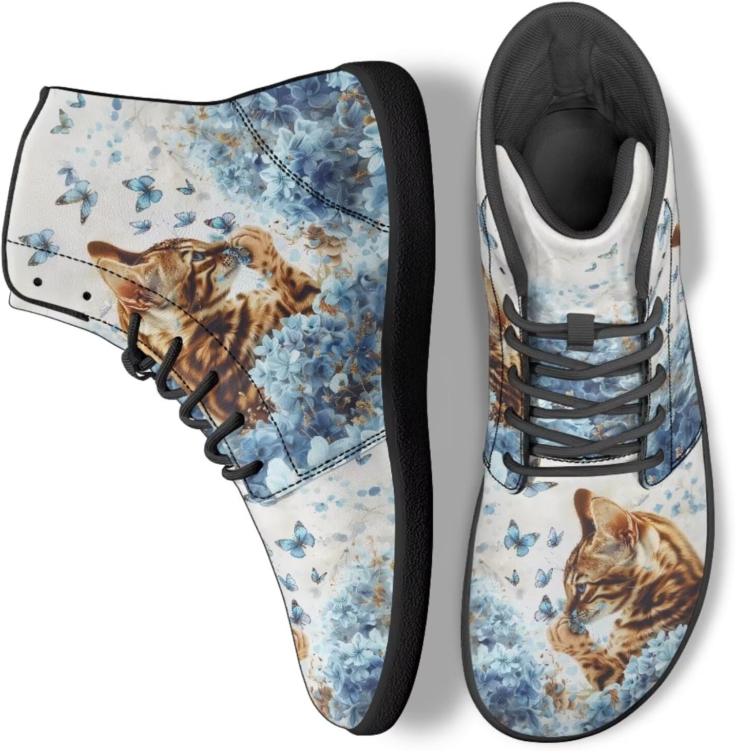 

Женские высокие кроссовки-бабочки для ходьбы из искусственной кожи, беговые кроссовки, спортивные кеды Ecaestolph, синий