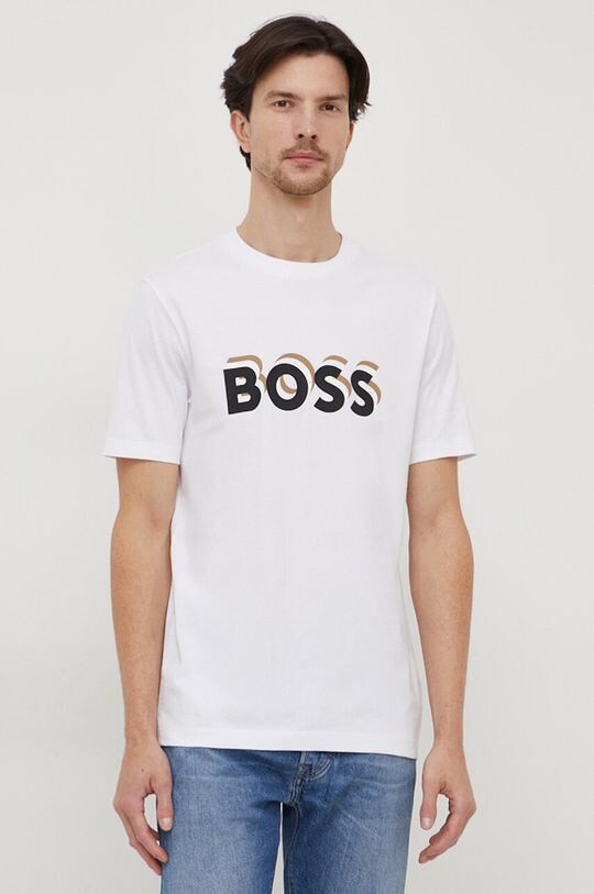 

Хлопковая футболка Boss, белый