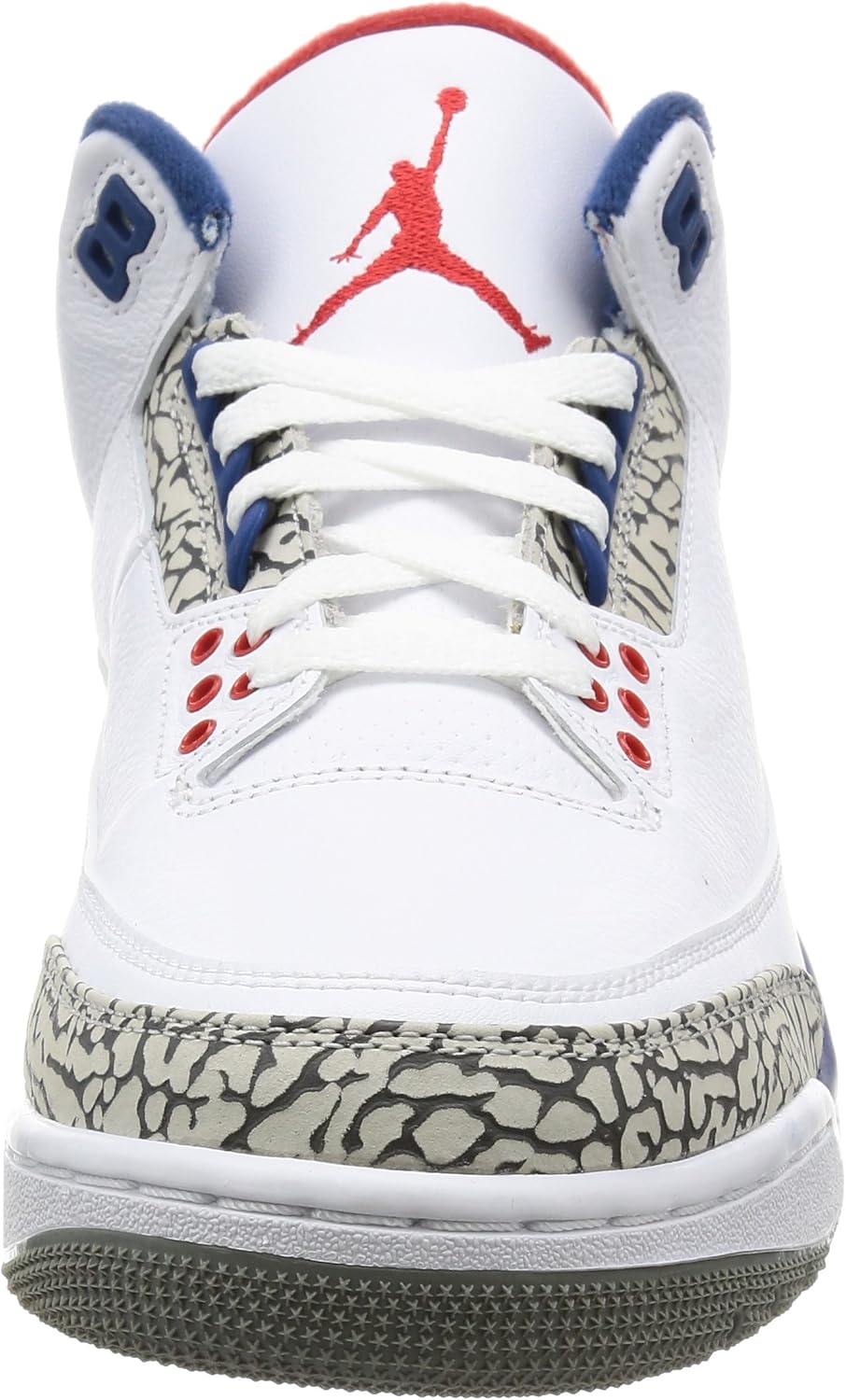 Кроссовки Retro Air Jordan 3 - White, Black, Dark Iris, Violet Haze by Nike, белый/красный/синий — фото 2