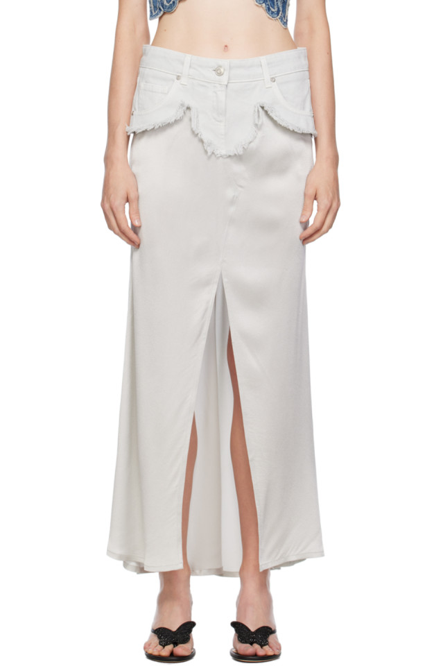 

Многослойная джинсовая макси-юбка Blumarine, серый