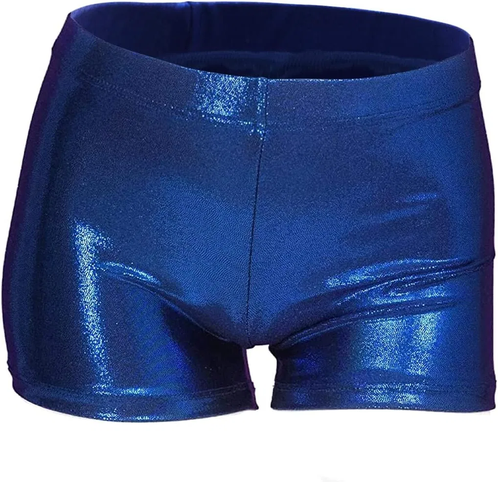 ZIZI Aosva Little Big Girls' Sparkle Dance Tumbling Athletic Gymnastics Short 2-14Years, Deepblue