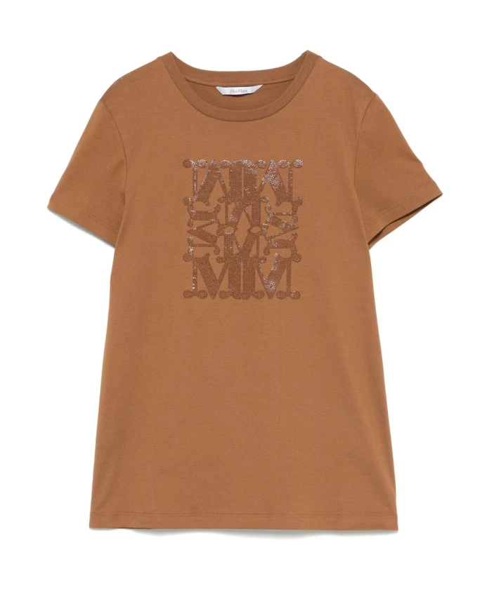 

Бежевая футболка, украшенная кристаллами Max Mara, бежевый