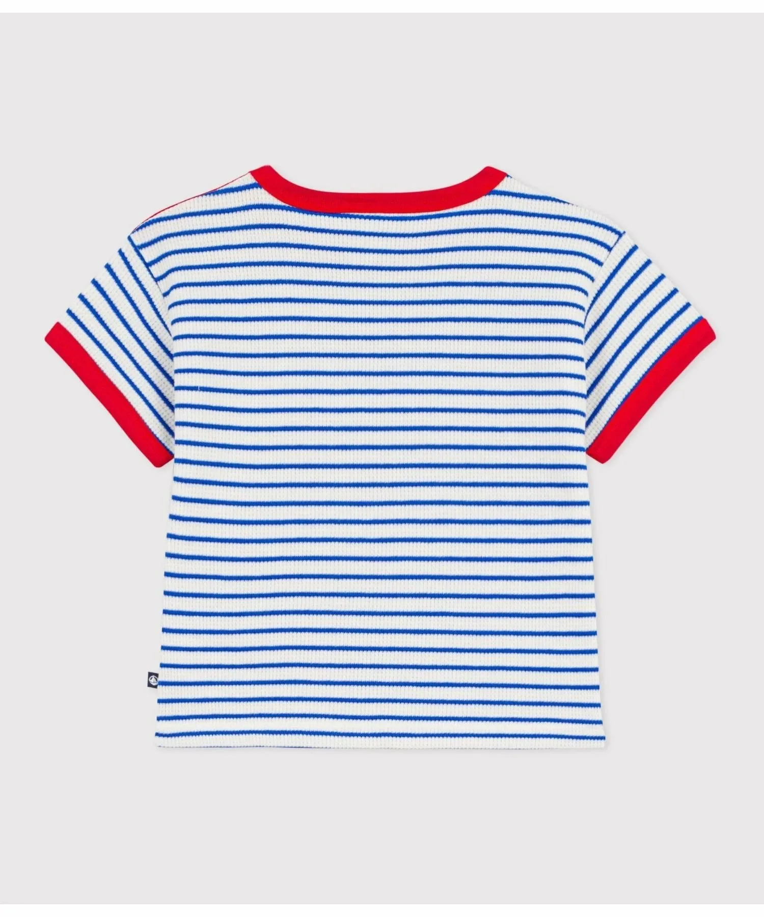 Полосатая футболка с коротким рукавом PETIT BATEAU, Off-white/blue — фото 2