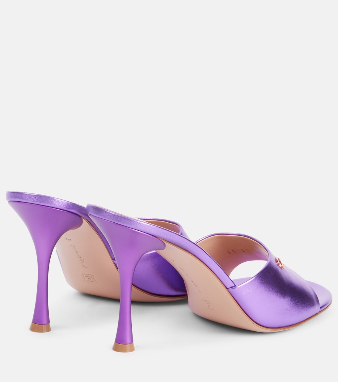 Мюли из металлизированной кожи с логотипом Gianvito Rossi, Orchid — фото 2