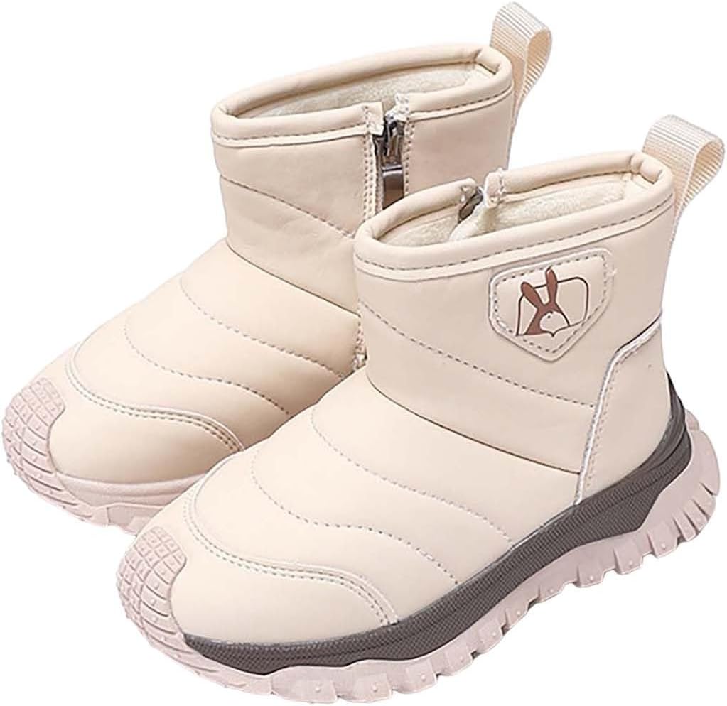 

Детские ботинки для мальчиков и девочек с плотной плюшевой подкладкой, зимние водонепроницаемые ботинки на платформе с нескользящей подошвой, наружная обувь, зимние ботильоны Generic, White