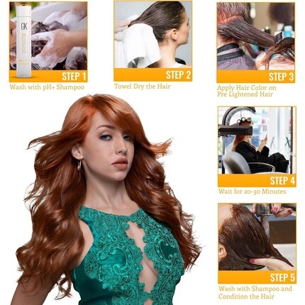 GK HAIR Global Keratin Профессиональная крем-краска для волос в тюбике 3,4 жидких унций 100 мл Ледяной каштан 6,91 Темно-русый — фото 2